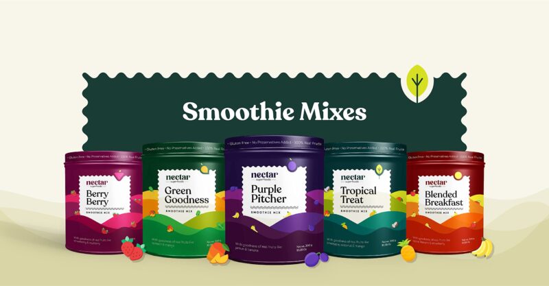 Nectar Superfoods Freeze Dried GREEN GOODNESS Smoothie Mix Powder | 20 Servings | 300 Gram Pack | Mango & Spinach | Healthy Shakes with 100% Natural Fruit- Veggies | No refined Sugar Added | No Preservatives | Vegan | Gluten Free | Convenient & Healthy Sn - Image 2