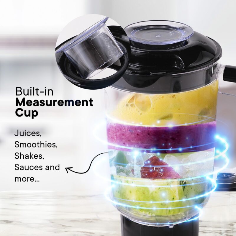 FUMATO 800W Nutri Blender- 3 Jars, 2 Stainless Steel Blades, 100% Pure Copper Motor, 2200 RPM, 2 Speed Modes, Pulse Function & 1 Year Warranty | Smoothie, Juices, Shakes, Purees & Grind Spices- Blue - Image 6