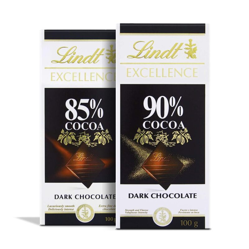 LINDT Excellence Dark 85% Cocoa Chocolate Bar and LINDT Excellence Dark 90% Cocoa Chocolate Bar | Pack of 2 | 100gm