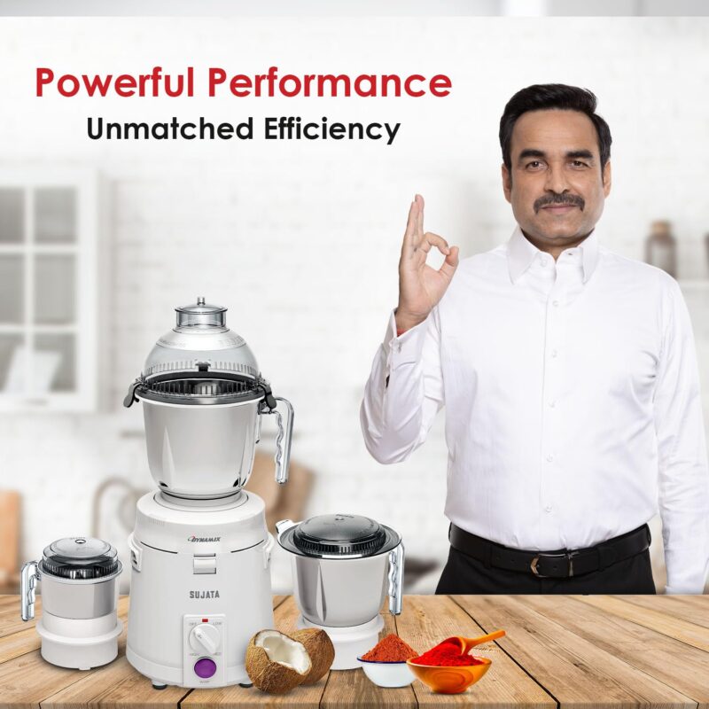 Sujata Dynamix 900 Watts Mixer Grinder | 22000 Rotations Per Min | 90 Minutes Continuous Running | 3 Versatile Jars 1500 ml, 1000 ml and 400 ml - Image 6