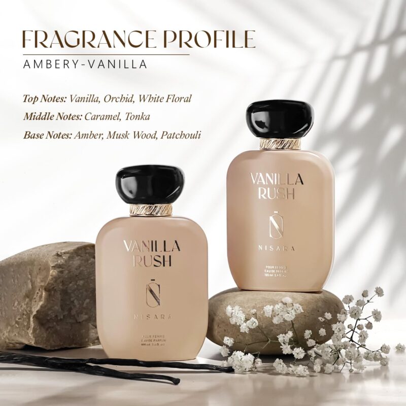 Nisara Vanilla Rush Perfume For Women 100 ml | Girl Long Lasting Eau De Parfum | Ambery Vanilla Fragrance|With Vanilla, Orchid, White Floral, Caramel,Amber, Musk Wood, Patchouli | EDP Scent spray for Women | Premium Perfume For Her - Image 6