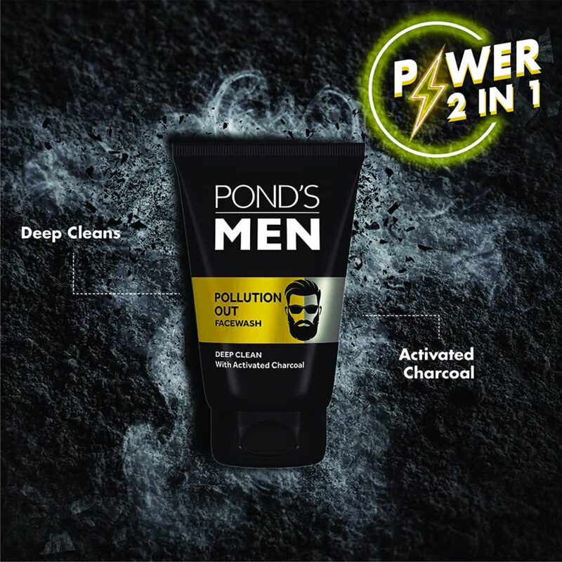 Pond's Men Pollution Out Activated Charcoal Deep Clean Facewash, 100 g - Image 4