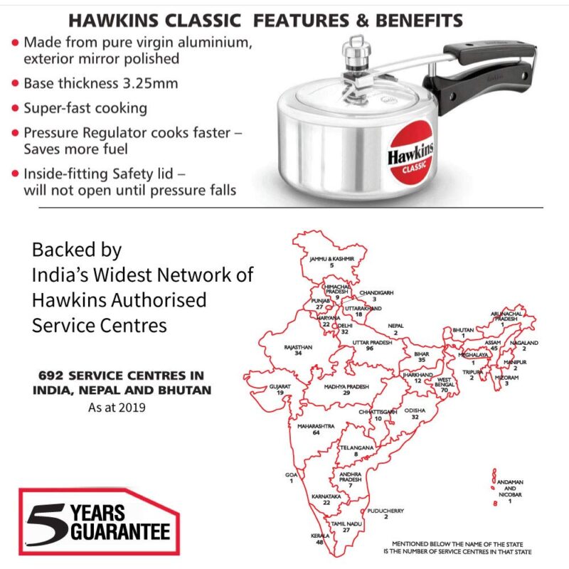 Hawkins 1.5 Litre Classic Pressure Cooker,Best Inner Lid Cooker,Baby Cooker,Silver(CL15) - Image 5