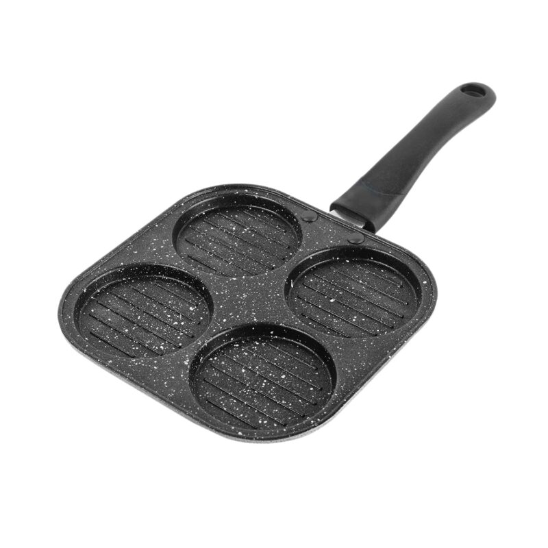 PANCA Non Stick Grill Pan Mini Pan Uttapam Tawa Aluminum Multi Snack Maker 4 Cavity, Pancake Maker (Black) - Image 3