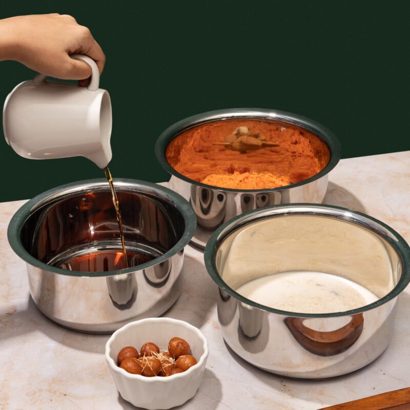 Vinod Stainless Steel 3 pc Tope Set with Capacity of 1.4 litres, 1.8 litres & 2.2 litres with Stainless Steel Lids (Gas Stove and Induction Friendly) - Silver, 24 Months Warranty - Image 9