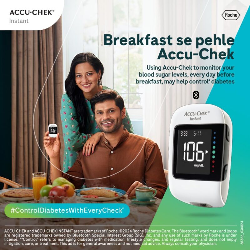 Accu-Chek Instant Blood Glucose Glucometer (with Bluetooth) with Vial of 10 Strips, 10 Lancets and a Lancing Device FREE for Accurate Blood Sugar Testing - Image 9