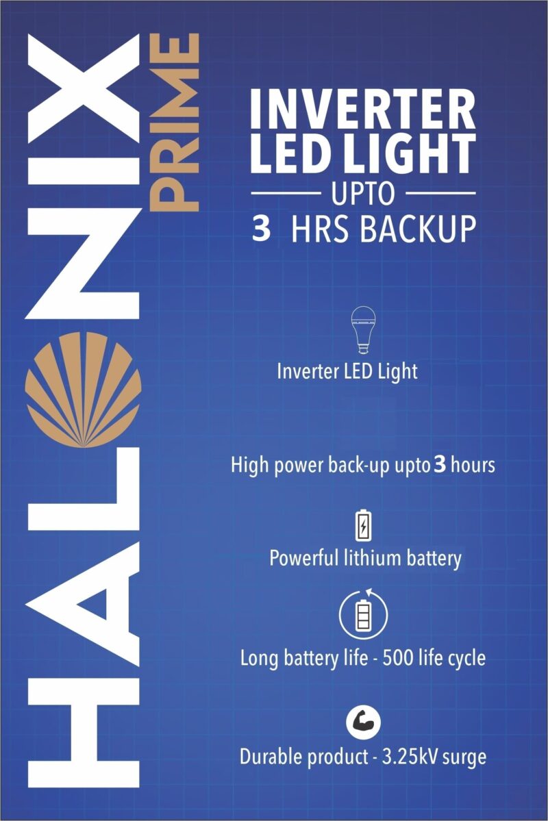 Halonix 8.5 Watt B22 LED White Rechargeable Emergency light Inverter Bulb, Pack of 1 - Image 3