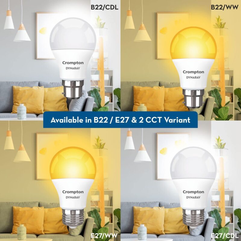 Crompton Dyna Ray 9W Round B22 LED Cool Day Light Pack of 10 - Image 3