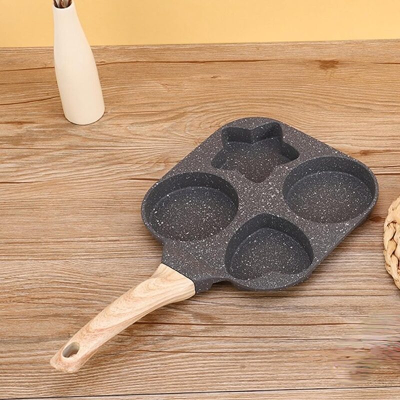 Husaini Mart | Egg Pan Non Stick Pancake Pan, 4-Cup Nonstick Egg Frying Pan, Granite Mini Egg Cooker Pan for Breakfast, Small Egg Skillet Suitable for Gas Stove & Induction Top (Multicoloured) - Image 6