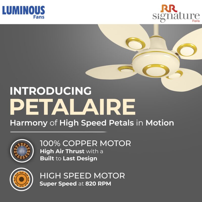 RR Signature PetalAire 600mm High Speed Ceiling Fan for Home and Office (3 + 2 Year Warranty, Ivory) - Image 7