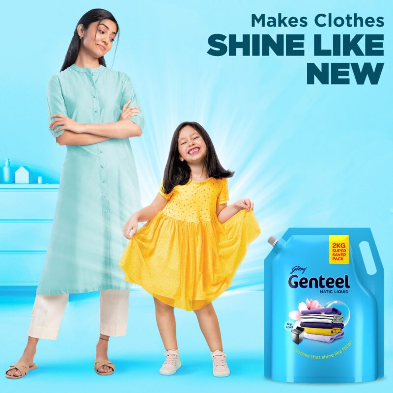 Genteel Matic Liquid Detergent Refill Pouch for Top load Washing - 2kg | No Soda Formula | with Added Fabric Conditioner - Image 7