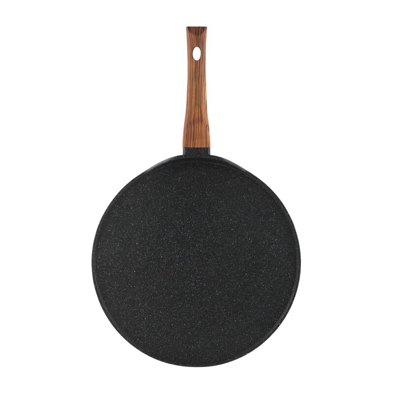 Vinod Zest Plus Die Cast Aluminium Non Stick Tawa - 28 cm | Roti / Paratha / Dosa Tawa with Wooden Handle | 5mm Thick | Induction and Gas Base | 2 Year Warranty - Image 4