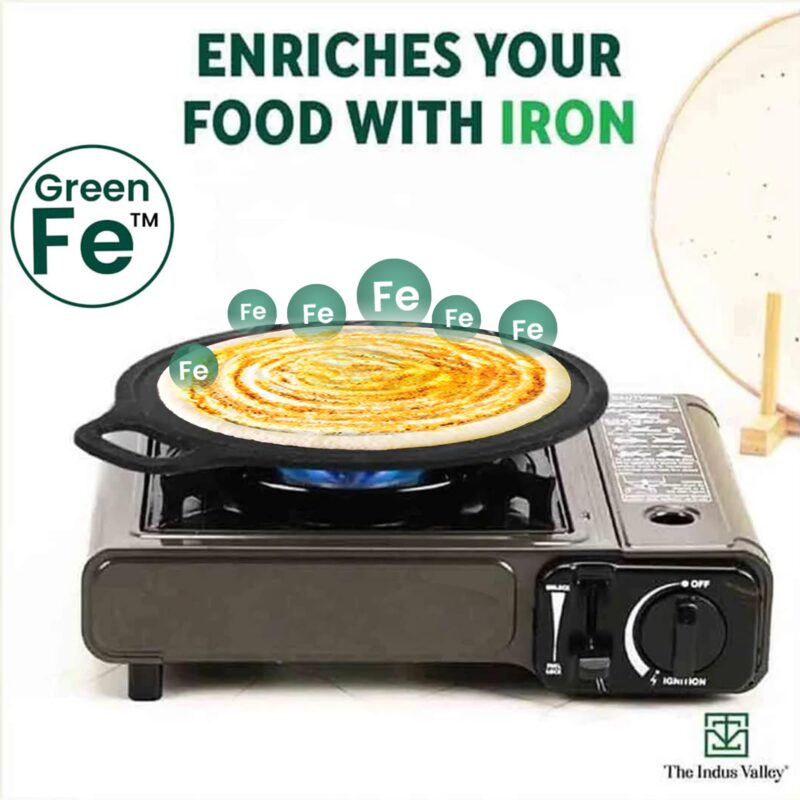 The Indus Valley Super Smooth Cast Iron Tawa for Dosa/Chapathi + Free Spatula | 30.5cm/12 inch, 3kg | Induction Friendly | Naturally Nonstick, Pre-Seasoned Tawa, 100% Pure & Toxin-Free - Image 6