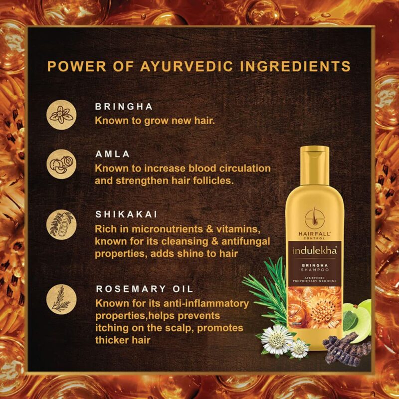 Indulekha Bringha Shampoo, Proprietary Ayurvedic Medicine For Hair Fall, Free From Parabens, Synthetic Dyes And Synthetic Perfume, 200ml - Image 4