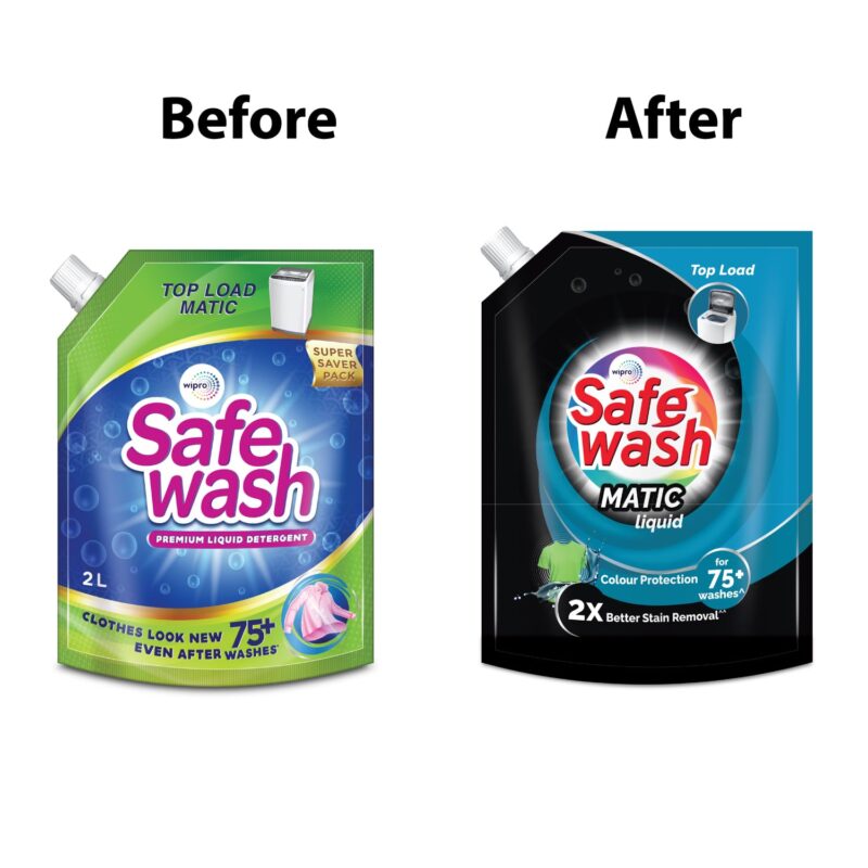 Safewash Top Load Matic Premium Liquid Detergent with Colour-Protect Technology| 2X Stain Removal | For All Types of Fabrics| 2L Refill Pouch - Image 5