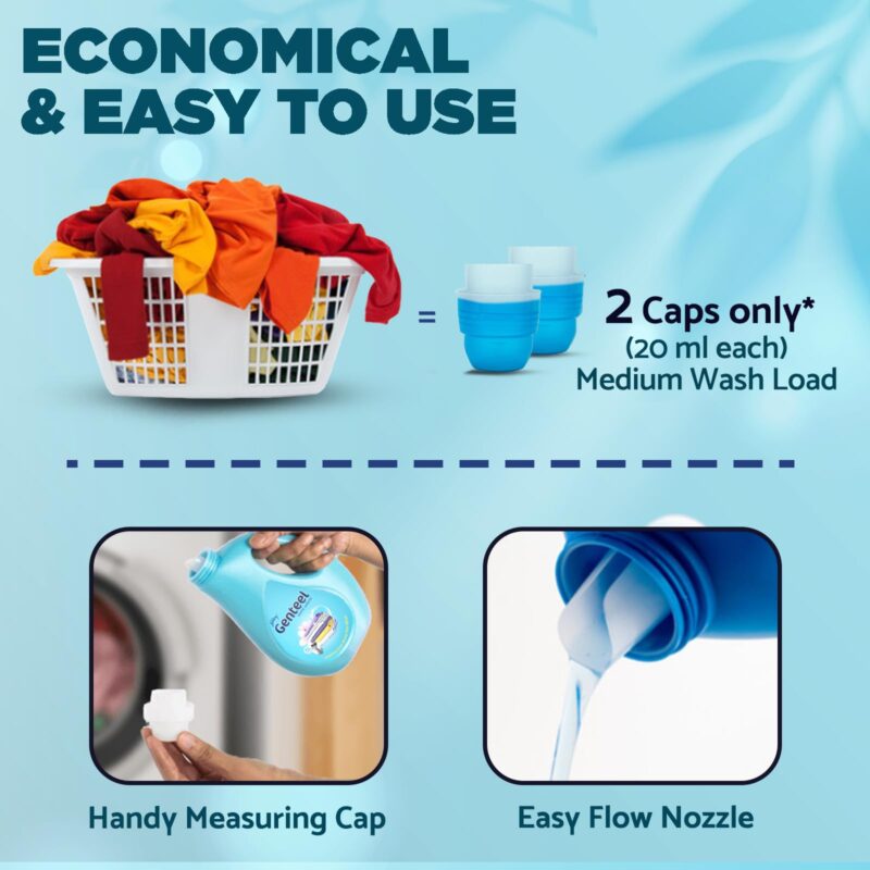 Genteel Matic Liquid Detergent Refill Pouch for Top load Washing - 2kg | No Soda Formula | with Added Fabric Conditioner - Image 2