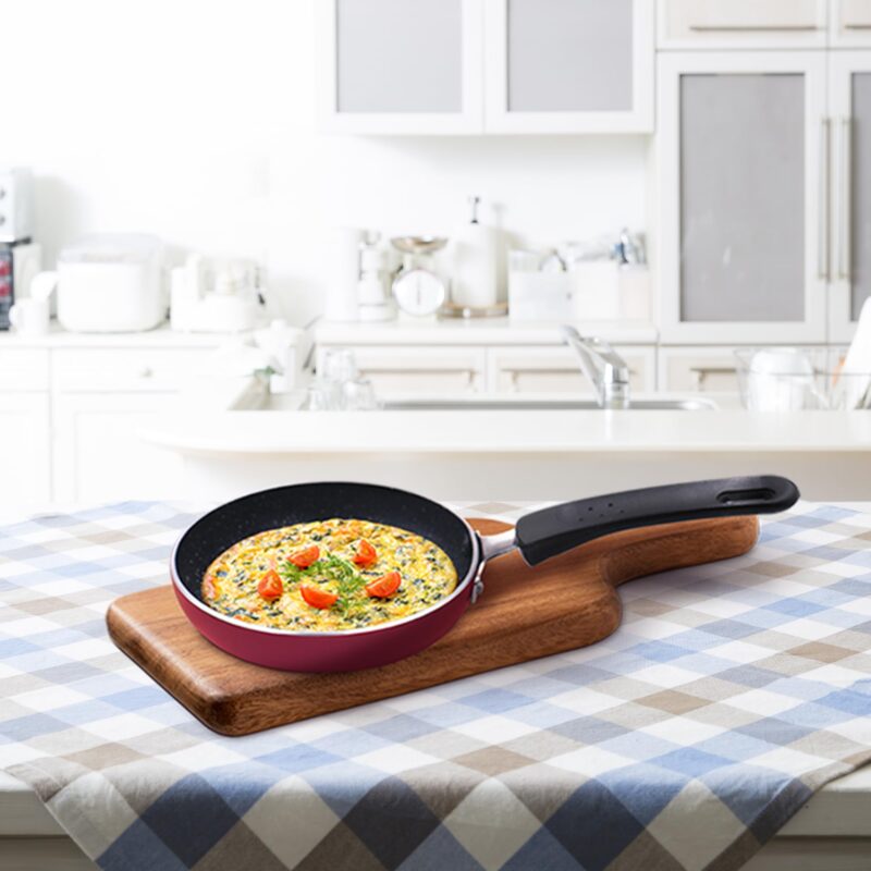 MILTON Pro cook Granito Non Induction Fry Pan, 14 cm, Burgundy, Flame Safe, Dishwasher Safe, Food Grade, Metal Spoon Friendly, Non - Stick, Bakelite Handle, 2 Years Warranty - Image 3