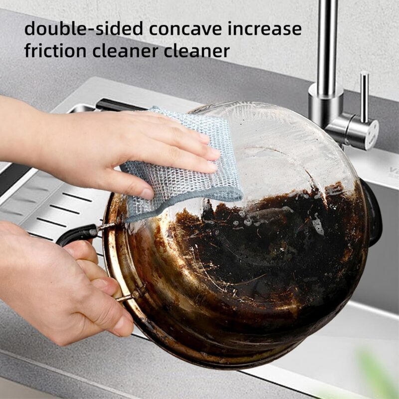 PROXISM Non-Scratch Dish Wash Cloth (Pack of), Steel Wire Dish Cloth, Wire Dishwashing Rags for Wet and Dry Stainless Steel Scrubber Non-Scratch Wire Dishcloth for Washing Dishe-S (6) - Image 2