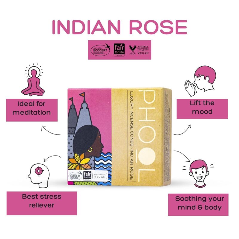 PHOOL LUXURY INCENSE Good Vibes Pack Of 80 Natural Dhoop Cones | Indian Rose & White Cedar | Special Pack Of 80 Dhoop Cones For Pooja - 500 Gms | Sulphur & Charcoal Free - Image 4