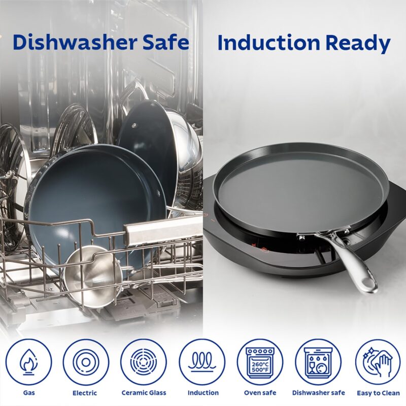 TRAMONTINA Fusao Healthy Triply Ceramic 28cm Dosa Tawa 4mm Thick | Non Toxic (PFAS/PTFE/PFOA Free)| Uttapam Tawa |Roti Tawa |Parantha | Induction Friendly |Stay Cool Handle I 10 Year Warranty* - Image 4