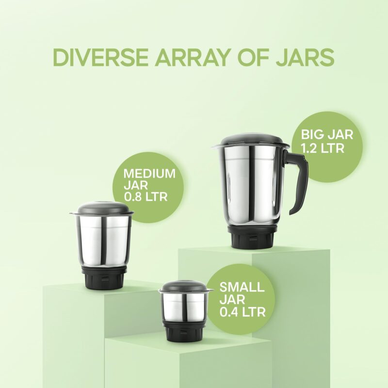 Longway Super Dlx 700 Watt Mixer Grinder with 3 Jars for Grinding, Mixing with Powerful Motor & Kwid 1100 Watt Dry Iron | 1 Year Warranty | (Black & Gray, Combo Offer) - Image 6