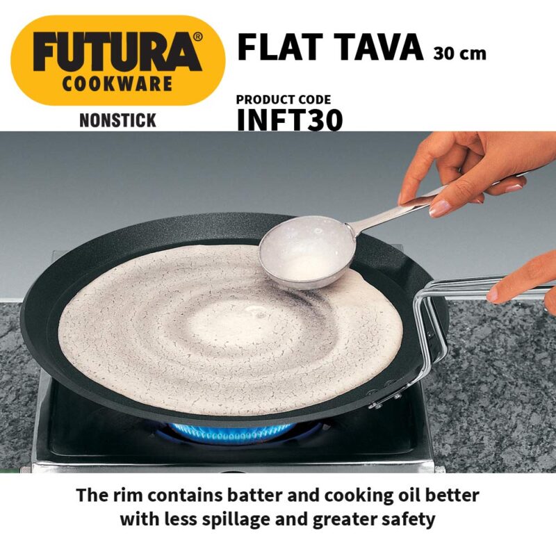 Hawkins Futura Induction Compatible Nonstick Flat Tava 30 cm, 4.88 mm (Black) - Image 5