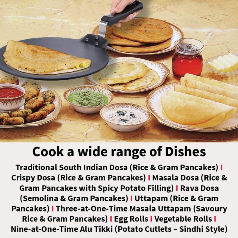 Hawkins Futura 28 cm Dosa Tava, Non Stick Dosa Tawa, Small Dosa Tawa (NDT28) (Black) - Image 4