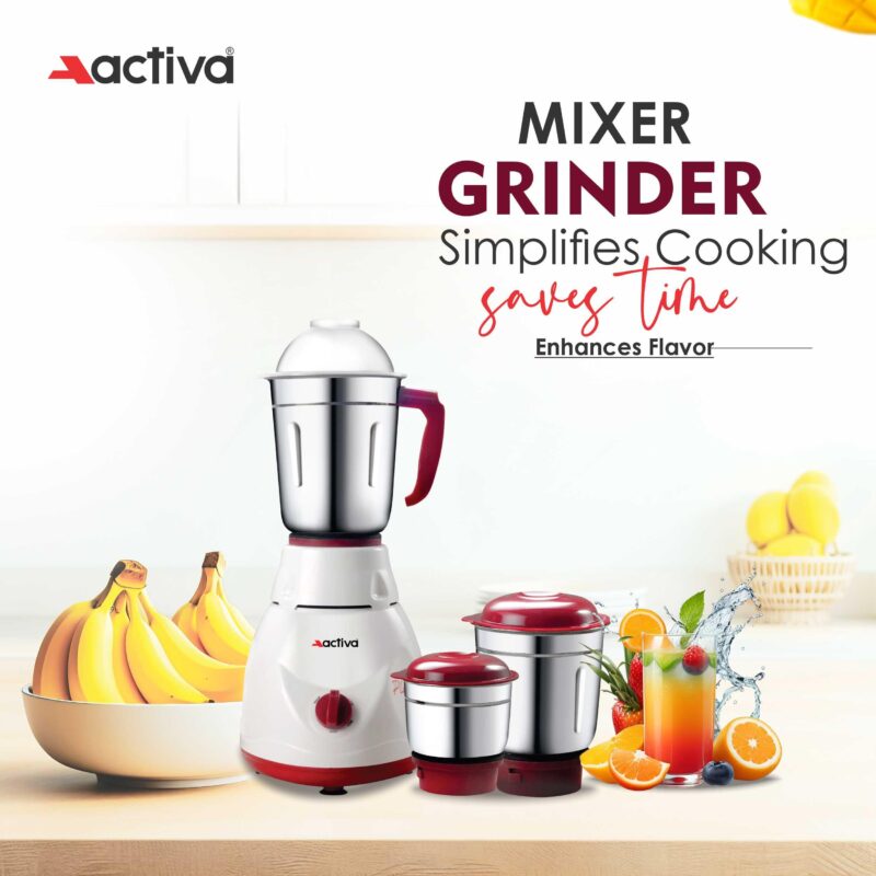 Activa Pluto 3 Jar 500 Watt Mixer Grinder With Coral 750 Watt Dry Iron come with 2 year warranty - Image 8