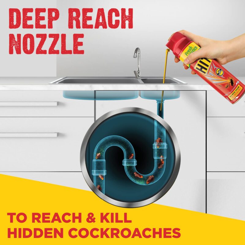 Hit Crawling Insect Killer Cockroach Killer Spray (400Ml) | Instant Kill | Deep-Reach Nozzle | Fresh Fragrance.. - Image 2