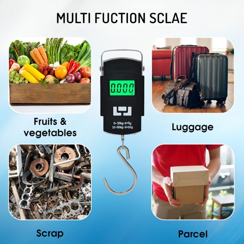 Aliston Electronic Portable Fishing Hook Type Digital LED Screen Luggage Weighing Scale, 50 kg/110 Lb (Black) - Image 2