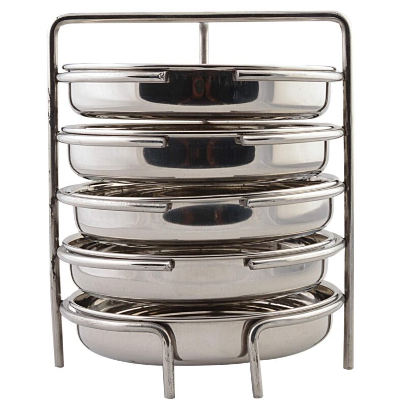 Jain Stainless Steel Thatte Idly Stand - 5 Plates | Thatte Idli Plate with Stand | Thattu/Plate/Dhokla/Stands | Idly/Dhokla Holders | Silver Color & Small Size with 5 Plates | Pack of 1 - Image 3