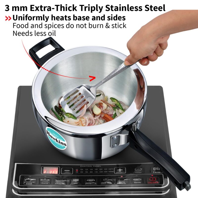 Hawkins 3.5 Litre Triply Stainless Steel Pressure Cooker, Inner Lid Cooker, Silver (HSST35) - Image 11