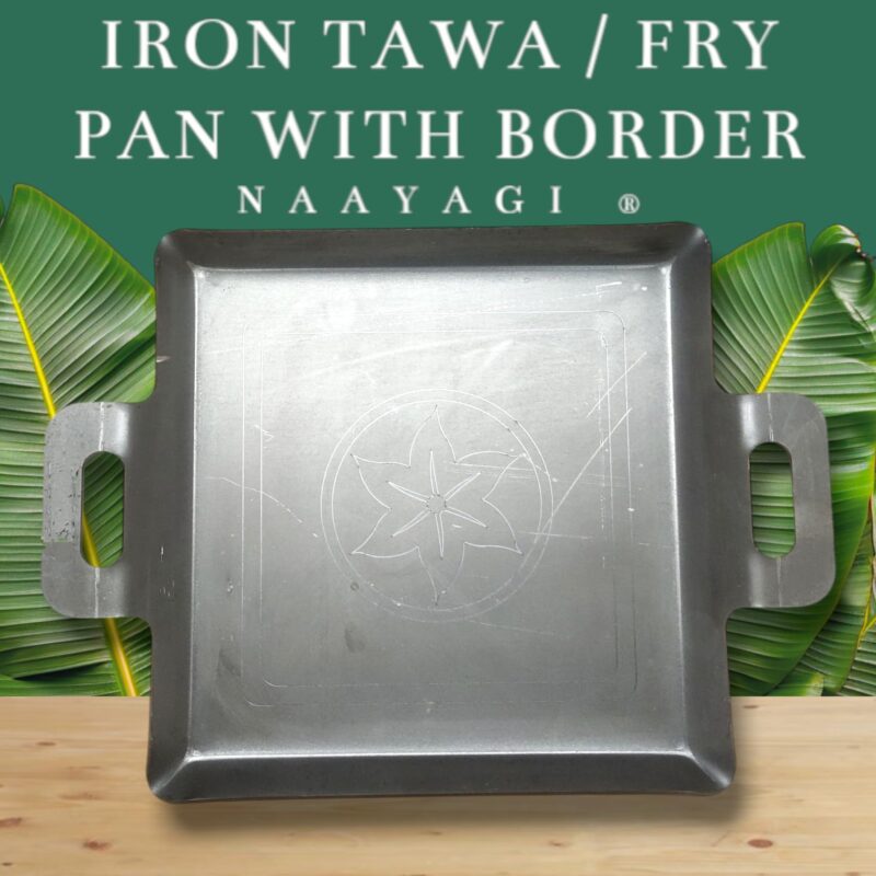 NAAYAGI - Iron Tawa, Iron PATHRI TAWA, Iron Fry pan, Multi use tawa - BUN PARATHA, dosa, roti, Fish Fry tawa, Flat with Border - 12 inch, 5 MM Thicker, Black Grey - Image 7
