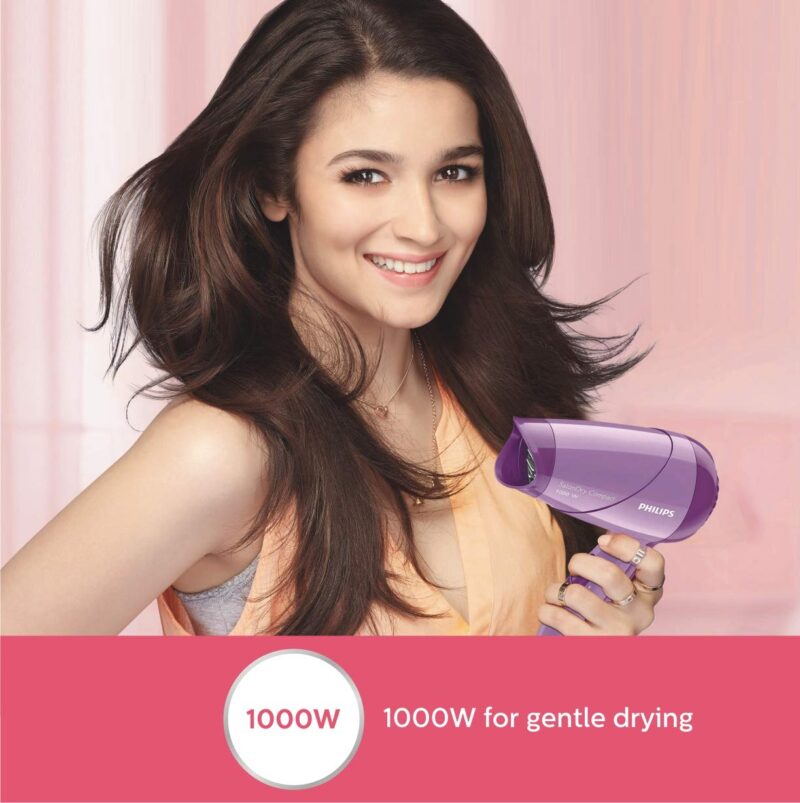 Philips HP8100/46 Compact Hair Dryer| 2 Flexible heat setting| ThermoProtect prevents overhearting | 1000 Watts- Purple - Image 8