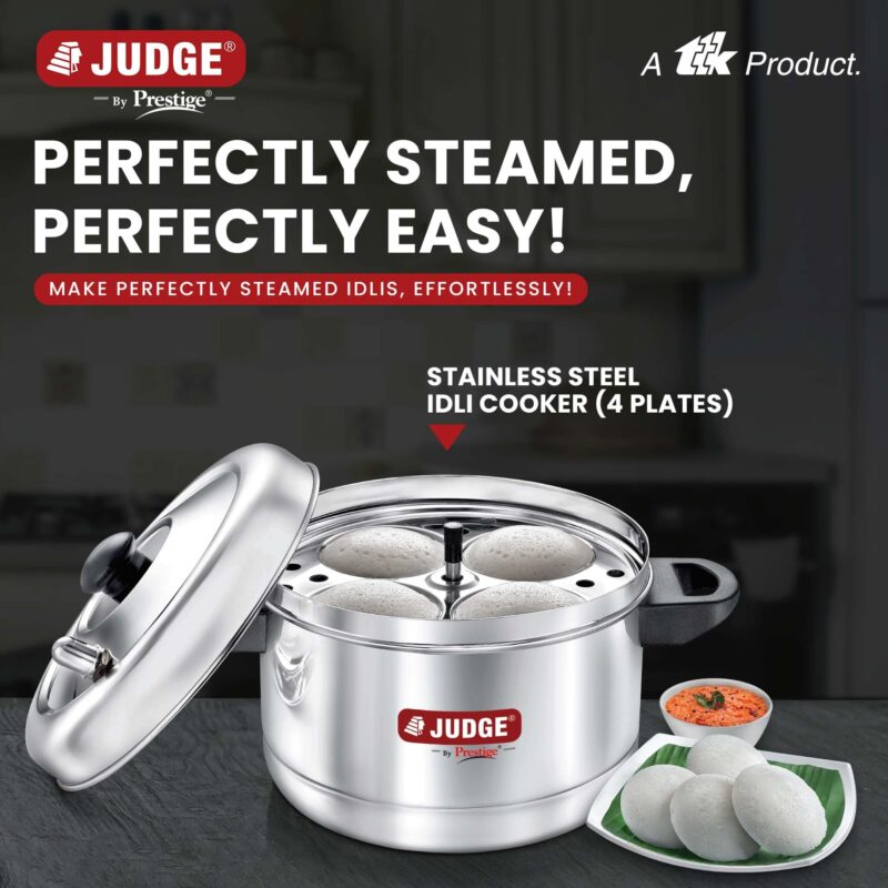 Judge by Prestige Stainless Steel Idli Cooker with 4 Plates,1 Liters - Image 6