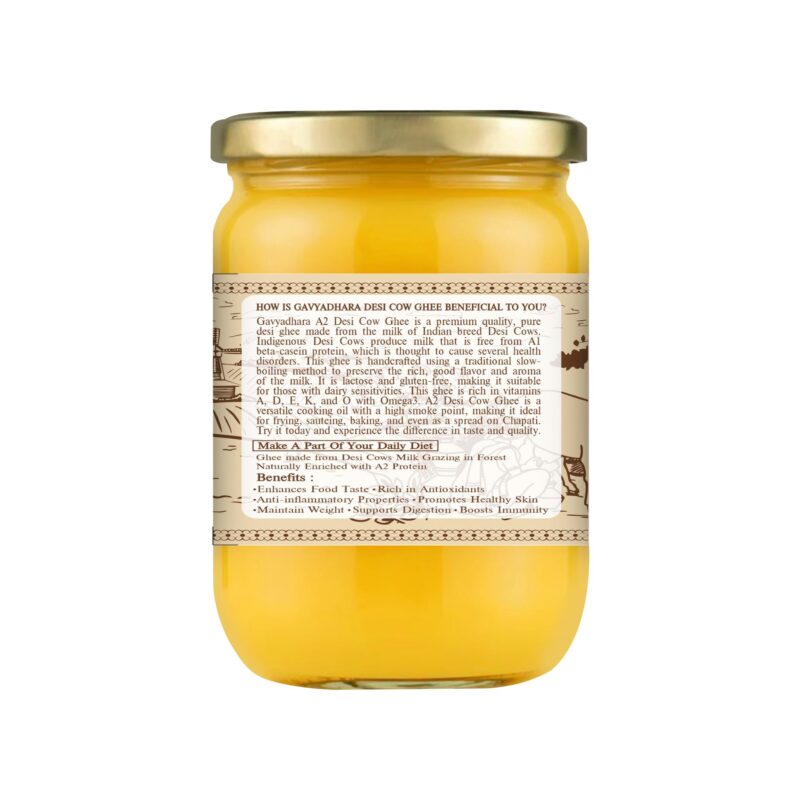 Gavyadhara A2 Desi Cow Ghee | Traditionally Made | 1Ltr Glass Jar - Image 2