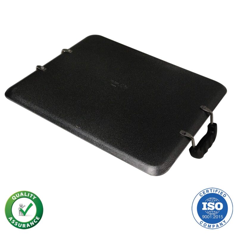 IBELL 3833DLX Non Stick Tawa, Dosa Roti Chapati Pathiri Tawa, Large Rectangular Aluminium Body with Bended Edge, 37.5cm x 31.5cm with 5mm Thickness (Black) - Image 4