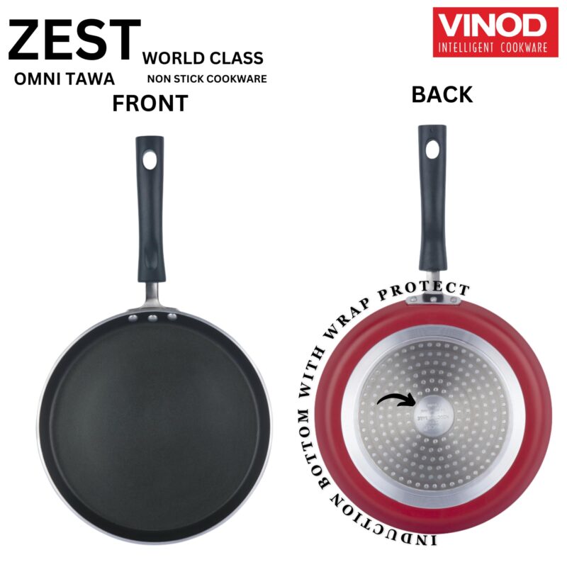 Vinod Zest Aluminium Non Stick Dosa Omni Tawa - 28cm | 4mm Extra Thick | 3 Layer Ceramic Coat | Bakelite Handle | Toxin Free | Gas Base - 1 Year Warranty - Image 5