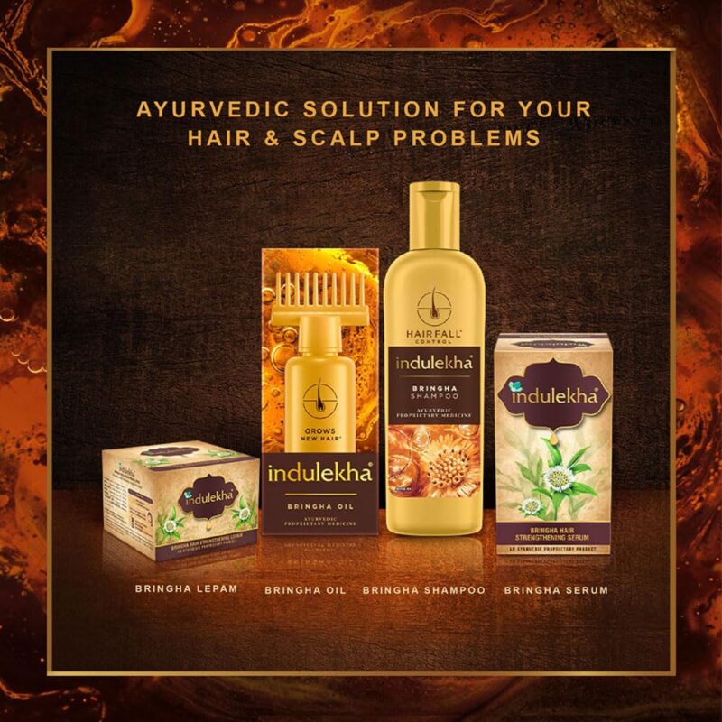 Indulekha Bringha Ayurvedic Hair Oil 100 ml|| Hair Fall Control and Hair Growth with Bringharaj & Coconut Oil - Comb Applicator Bottle for Men & Women - Image 2