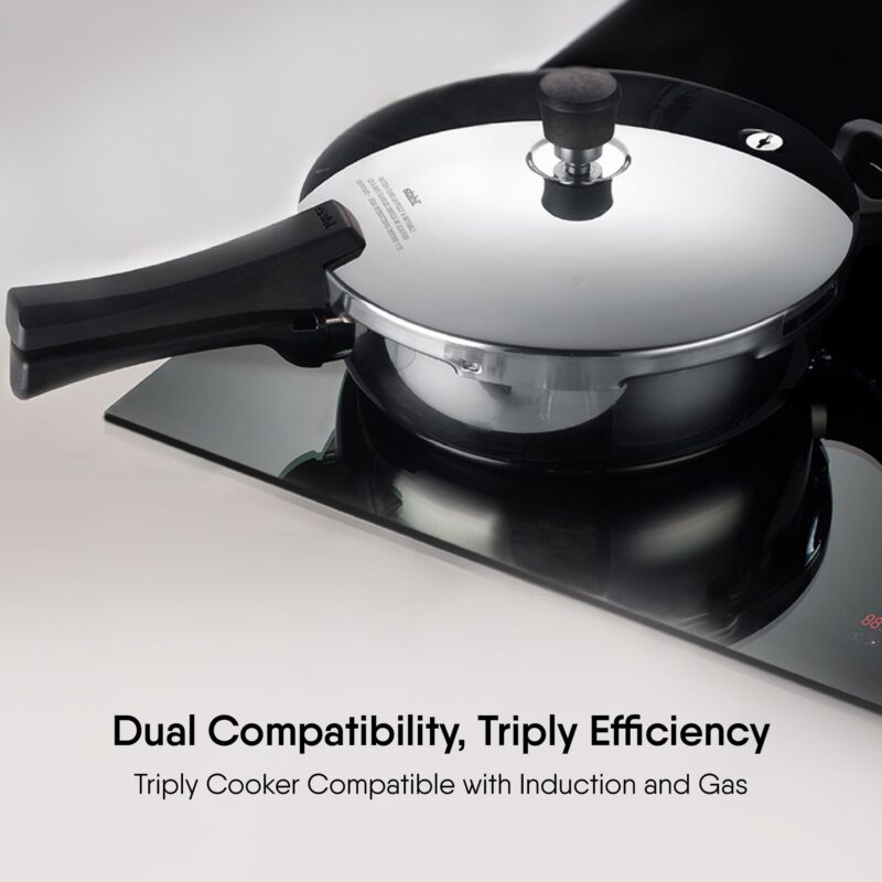 Stahl Xpress Cooker Triply Pressure Cooker Baby, Induction Cooker, Outer Lid Pressure Cooker 1 Liters, Induction & Gas Stove Compatible, 5 Years Warranty,Stainless steel,Silver - Image 3