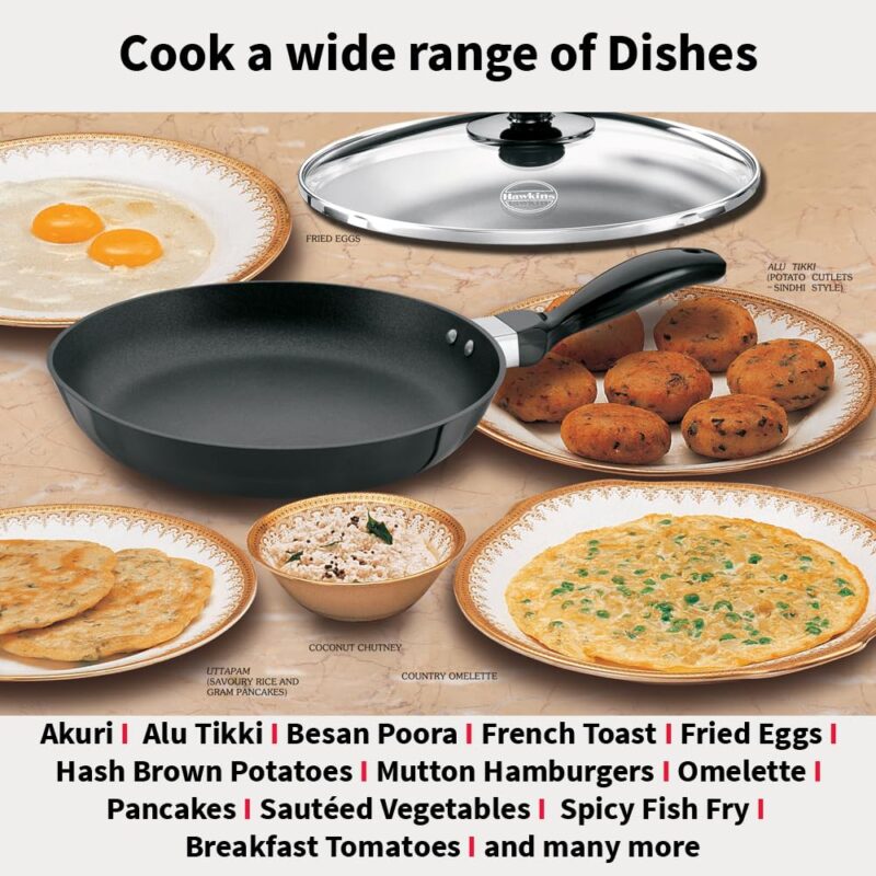 Hawkins Futura 24 cm Frying Pan, Non Stick Fry Pan with Glass Lid, Frypan, Black (NF24G) - Image 5