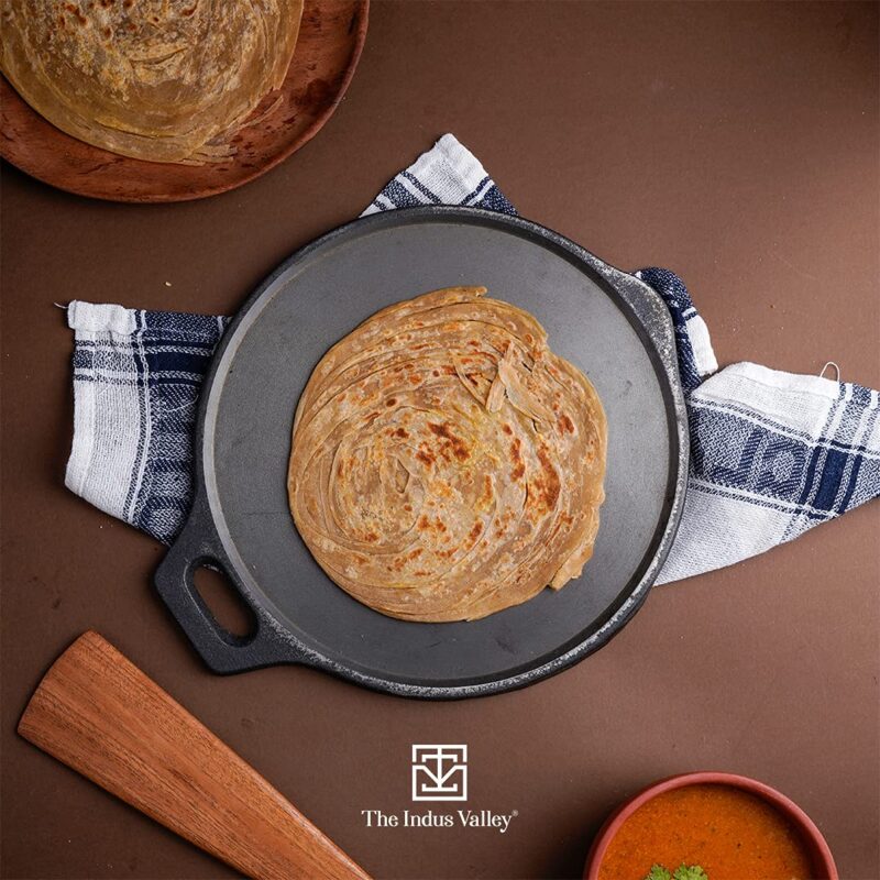 The Indus Valley Super Smooth Cast Iron Tawa for Dosa/Chapathi | 27.6cm/10.8 inch, 2.8kg | Induction Friendly | Naturally Nonstick, Pre-Seasoned Tawa, 100% Pure & Toxin-Free, No Chemical Coating - Image 10
