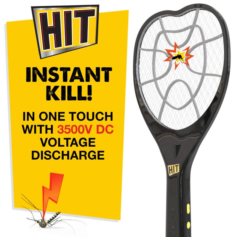 Hit Anti Mosquito Racquet (Black) & Mosquito and Fly Killer Spray Lime Fresh Fragrance 400 Milliliter - Image 3
