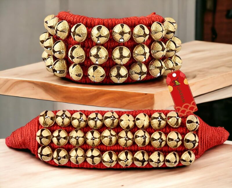 UAPAN Brass Ghungroo Anklets Bells For Women I 3 Line Pad I Red I 10 Pair I Perfect for traditional Indian dance - Image 8