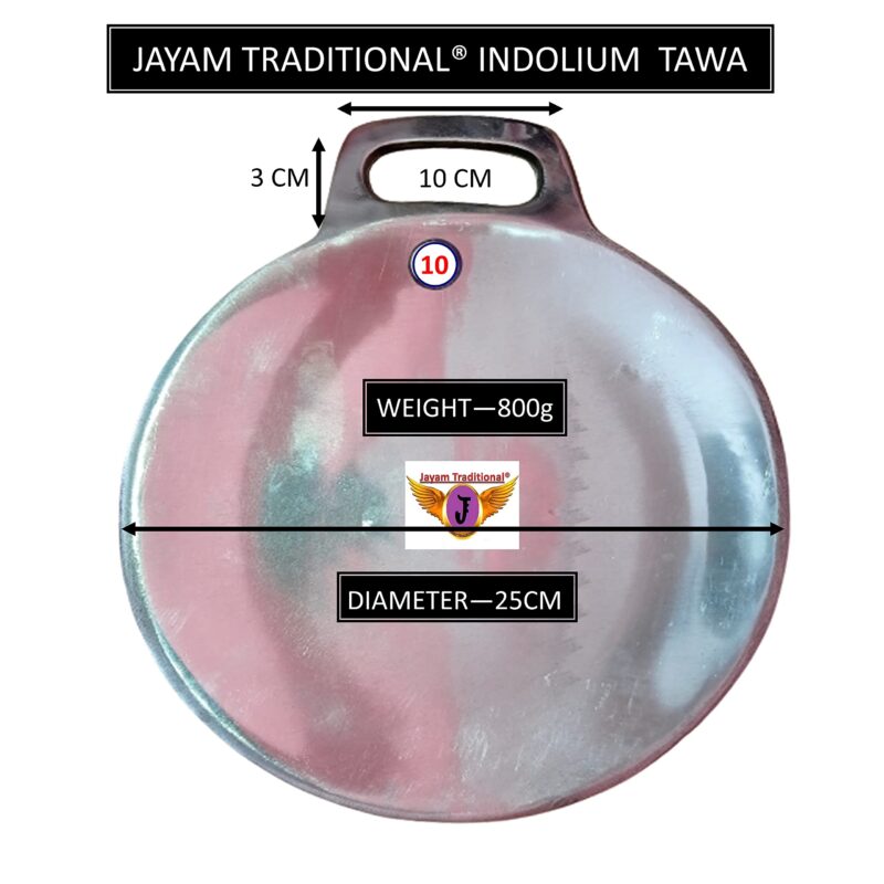 Jayam Traditional INDOLIUM/INDALIUM TAWA/Diameter 10" with Turner (silver) - Image 5