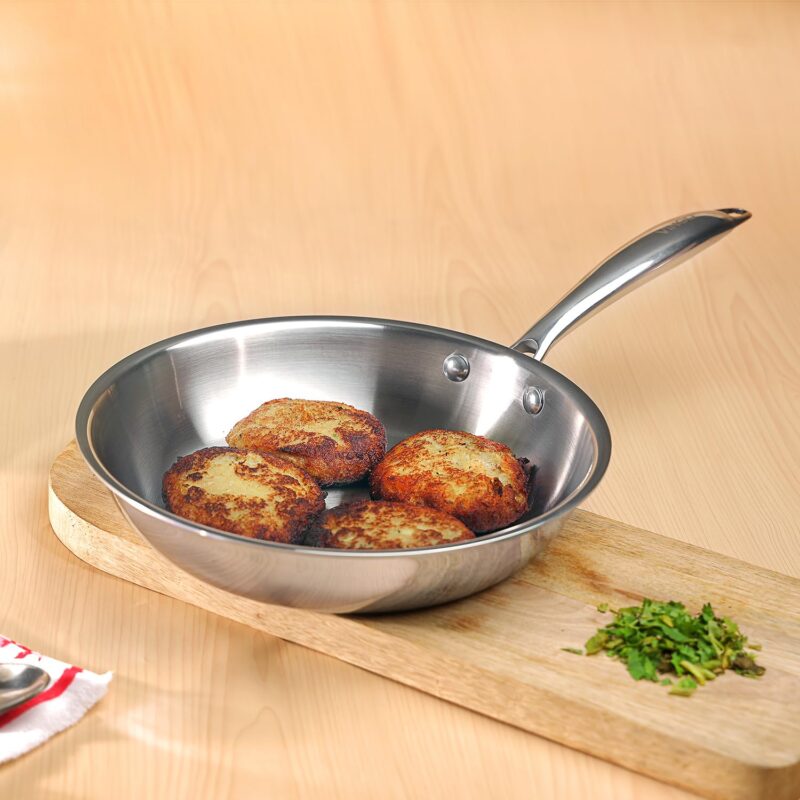 Vinod Platinum Triply Stainless Steel Frypan 20 cm | 2.5 mm Thick | Steel Pan | Scratch Resistant | 5 Year Warranty | Induction & Gas Friendly, Heavy Bottom - Image 8