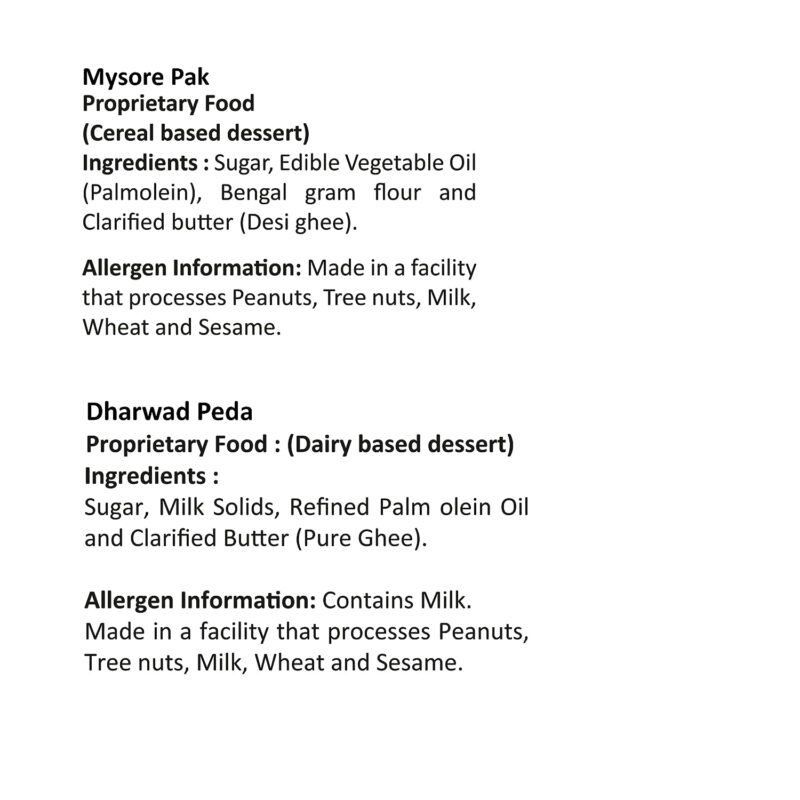 Mysore Pak Signature 400gm & Dharwad Peda 400gm - Image 3