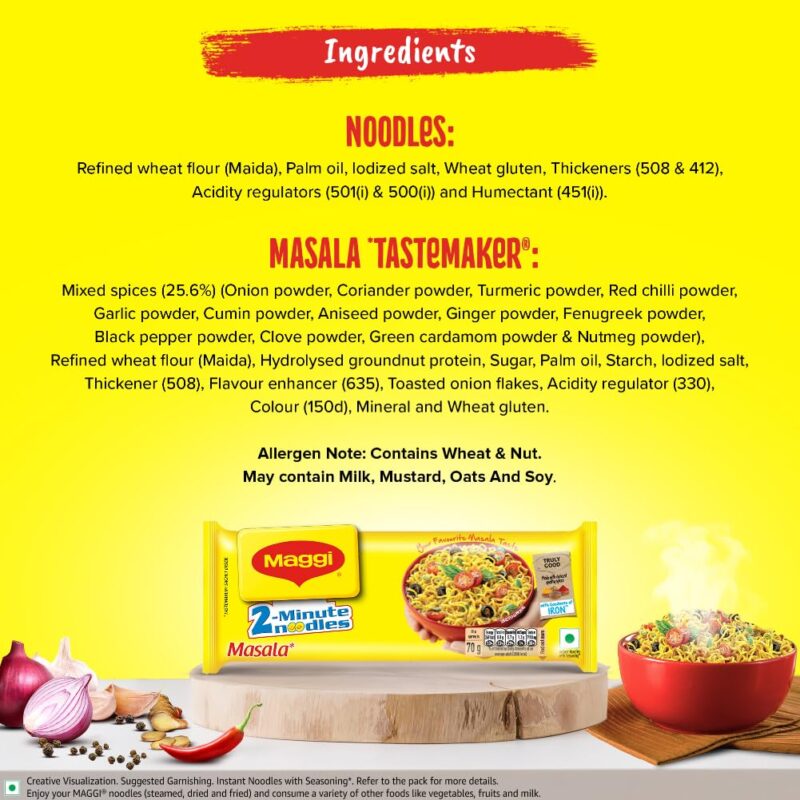 MAGGI 2-Minute Instant Noodles, Masala Noodles With Goodness Of Iron, Made With Choicest Quality Spices, Favourite Masala Taste, 70G ( Pack Of 12 ), 840 Gram - Image 5