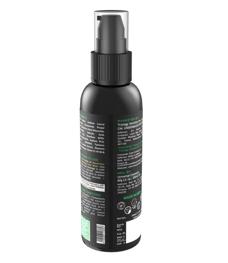 Muuchstac Herbal Skin Lightening Face Wash for Men | Increases Skin Glow & Brightness, Fights Acne, Oil Control, Turmeric-Derived Yellow Foam | 100 ml - Image 3