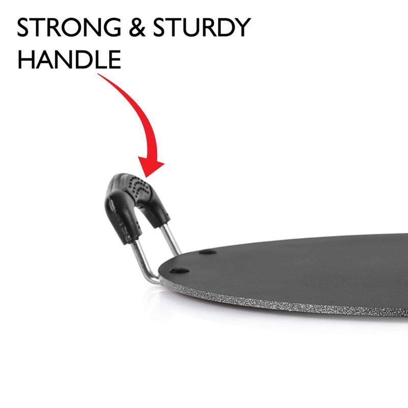 Cello Aluminium Non-Stick Patri Tawa Round, 30cm, Black and Grey | Induction base Flat Tawa | Dosa Tawa, Roti, Paratha, Chapati Tawa - Image 5